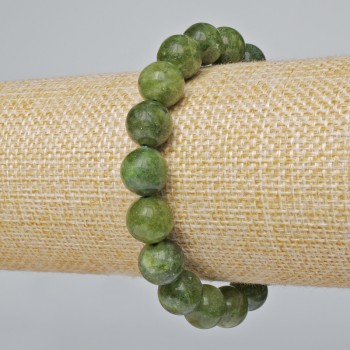 Jadeite Bracelet with Smooth Beads, 10 mm Diameter, 18 cm Length (Stretch)