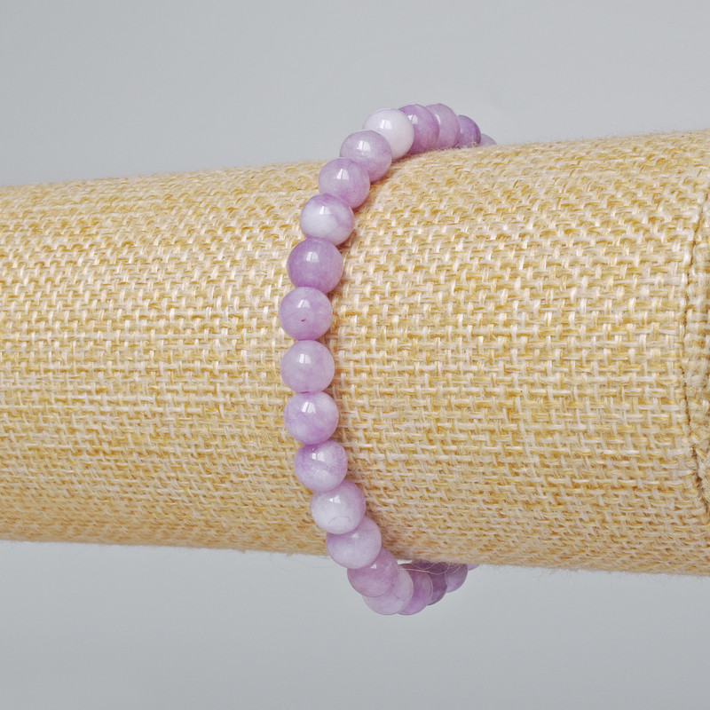 Kunzite Bracelet (Synthetic) Smooth Beads, 6mm Diameter, 18cm Length (Stretch)