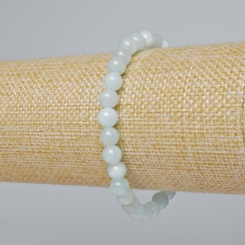 Aquamarine Bracelet (synthetic acrylic) with smooth beads, 6 mm diameter, 18 cm length ± (stretch)