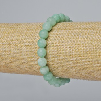 Amazonite natural stone smooth-bead bracelet, 8.5 mm diameter, 18 cm length (stretch)