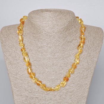 Citrine necklace with natural gemstone faceted beads, diameter 10x12 mm, length 46–49 cm