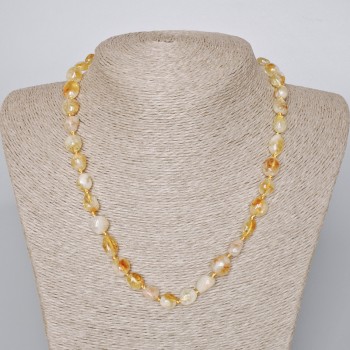 Necklace Citrine natural stone, faceted, diameter 9x11 mm +-, length 47-49 cm+