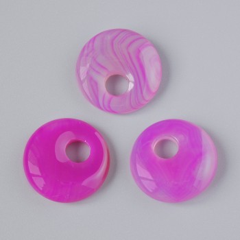 Donut Pendant (Bagel) Raspberry Agate Natural Stone, diameter 18x5 mm +-, hole diameter 5 mm +-