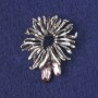 Accent brooch-pendant with pink crystals, silver-colored metal 42x37mm+