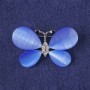 Brooch Butterfly blue cat's eye, white crystals, silver-toned metal 25x38mm+