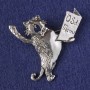 Cat Brooch-Pendant 'O Solo Meow', silver-colored metal 49x46mm+