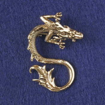 Dragon brooch-pendant, golden metal 44x30mm +