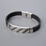Men's bracelet with metal inlays, length 21 cm, thickness 10 mm +-, thickness of inlay 12 mm +-, rubber