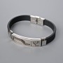 Men's bracelet with metal inlays, length 21 cm, thickness 10 mm ±, inlay thickness 11.5 mm ±, rubber