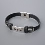 Men's bracelet with metal inlays, length 21 cm, thickness 10 mm ±, inlay thickness 11 mm ±, black eco-leather