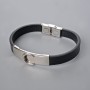 Men's bracelet with metal inserts, length 21 cm, thickness 10 mm ±, insert thickness 14 mm ±, black eco-leather