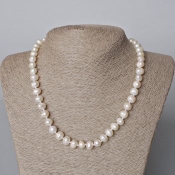 Textured River Pearl Necklace, diameter 8×7.5 mm, length 45–46 cm
