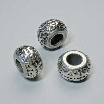 Bead-insert findings, diameter 12×7.5 mm, hole diameter 5.5 mm, silver-colored metal, 1 pc
