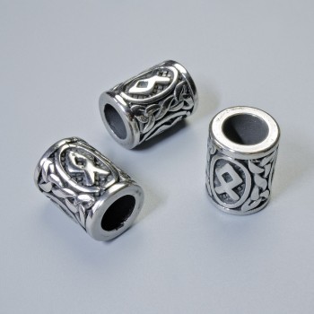 Bead finding 'Norse Rune', diameter 13x10 mm (+-), hole diameter 6 mm, silver metal color, 1 pc