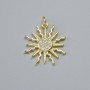 Pendant "Sun" with white rhinestones, gold-tone metal, diameter 21×20 mm+