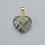 Pendant 'Heart' Heliotrope Jasper in Golden Weave Setting, diameter 20x20 mm +/-, length 30 mm+