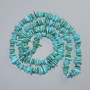 Beads made from tinted blue mother-of-pearl, chip-type, diameter 10x2 mm, length 80 cm ± on thread