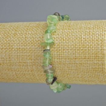 Fluorite Bracelet with Natural Stone Chips, Diameter 7x4 mm, Length 18 cm +/- (stretch)