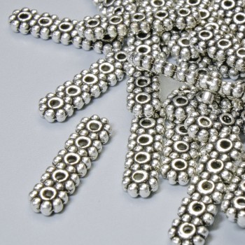 5-Strand Separator Bead, 17x4 mm, 1.2 mm hole, Silver-tone, 28 pcs