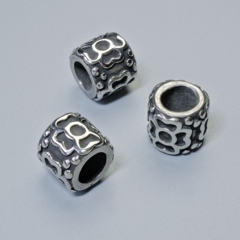 Bead-insert findings, 8x9 mm, hole diameter 5.1 mm, silver-tone metal, 1 pc