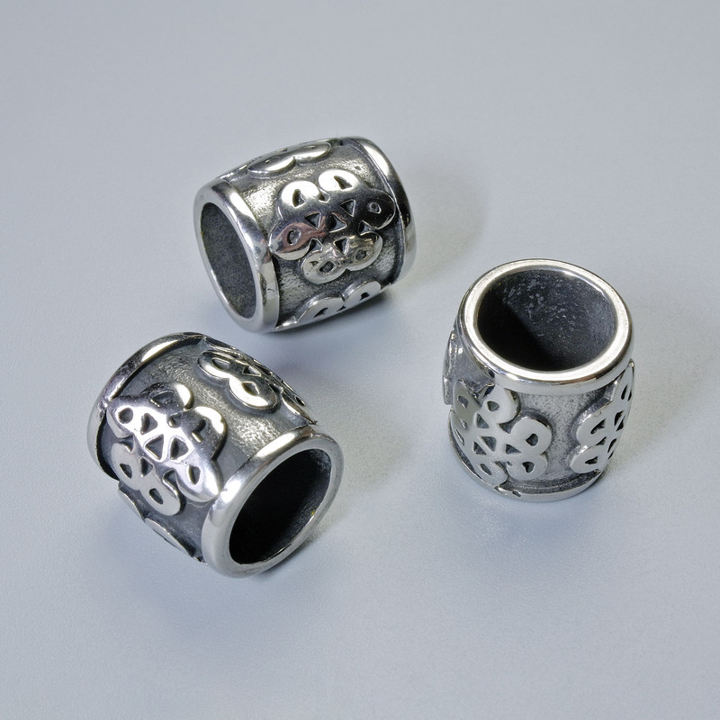 Bead-insert fittings, 13x12 mm, 5 mm ±, hole diameter 8.4 mm, silver-colored metal, 1 pc