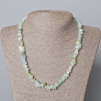 Amazonite natural stone chip necklace, 7×3 mm, length 45–48 cm