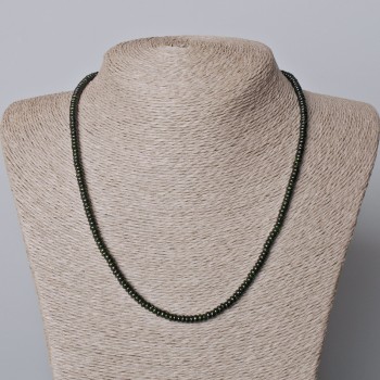 Green Aventurine Synthetic Smooth Rondel Necklace, 4x2mm Diameter, 45-48 cm Length