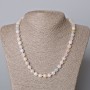 Morganite Necklace - Natural Stone Faceted Cube, 7.5 mm Diameter, Length 45-49 cm