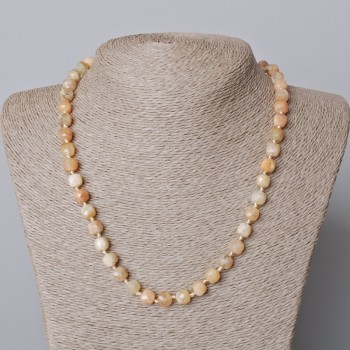 Selenite Necklace, natural stone, faceted cube beads, diameter 7.5 mm, length 45-49 cm