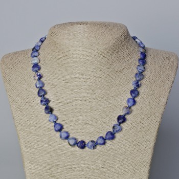 Sodalite necklace, natural stone heart, diameter 10x9, 5x5 mm, length 45-47 cm
