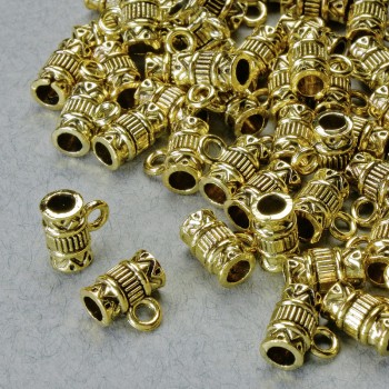 Gold-tone Bail Holder, 8×4.5 mm diameter, hole Ø1.8 mm, thickness 2 mm, length 7 mm, gold-tone metal, pack 20 g ± 53 pcs +