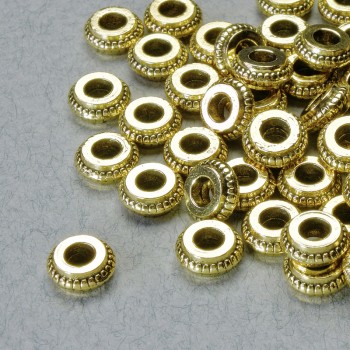 Bead-insert findings, diameter 3x7mm +/-, hole diameter 2.6mm, gold-tone metal, pack 20 g +/- 48 pcs