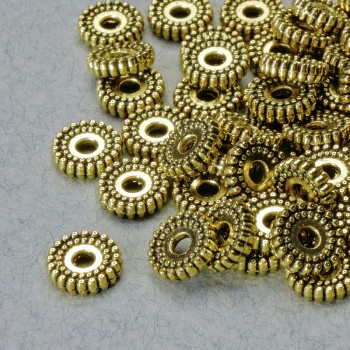 Bead-insert Findings, 2×7 mm diameter, hole 1.8 mm, gold-tone metal, pack of 36 pcs