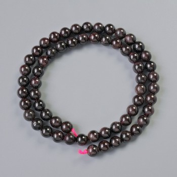 Garnet Beads, natural stone, smooth round beads, 6 mm diameter, about 38 cm length, on thread