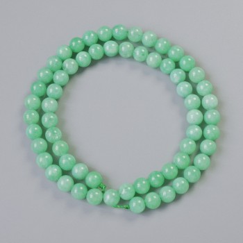 Amazonite Beads, Natural Stone, Smooth Round Beads, 6 mm Diameter, 38 cm Length, on Thread