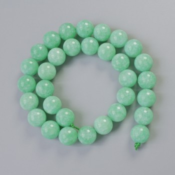 Amazonite Beads, Natural Stone, Smooth Spheres, 12 mm Diameter ±, Length 38 cm ±, on Thread