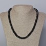 Black Agate Necklace, Smooth Rondels