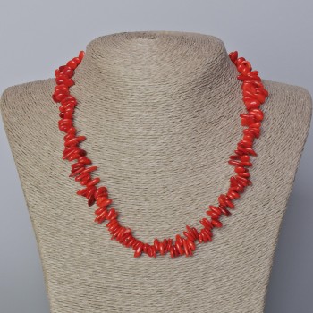 Natural Coral Chip Necklace, 9×3 mm, length 45–47 cm