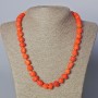 Orange natural coral necklace with faceted beads, diameter 12×9 mm, 45–52 cm length