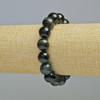 Falcon's Eye bracelet, natural stone, smooth bead, 12 mm diameter ± (stretch), length 18 cm+