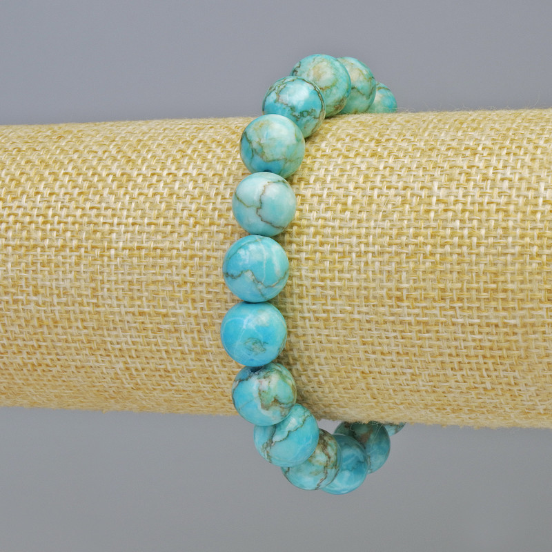 Blue Jasper Bracelet (synthetic) smooth beads, 10.5 mm diameter ± (stretch), length 18 cm+