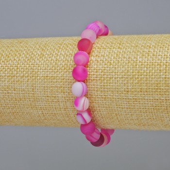 Raspberry Agate Bracelet Matte, natural stone, smooth bead, 8 mm diameter ± (stretch), length 18 cm+