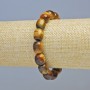 Tiger's Eye Bracelet, natural stone brick-shaped beads, 10×12 mm, stretch bracelet, length 18 cm+