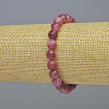 Rubellite Tourmaline Bracelet with natural stone faceted beads, diameter 8 mm ± (stretch), length 18 cm+