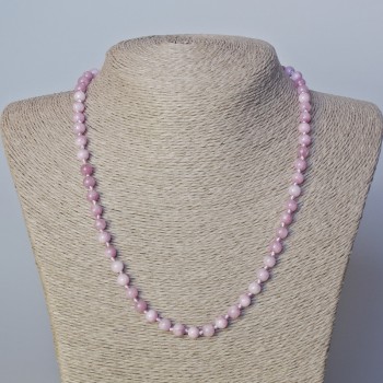 Kunzite Necklace (Synthetic) Smooth Beads, 6 mm Diameter, 45–50 cm Length