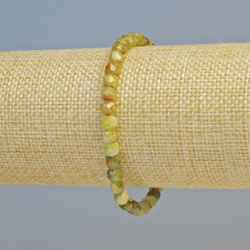 Grossular Bracelet (Green Garnet) Natural Faceted Cube Beads, 5 mm, Stretch, 18 cm+