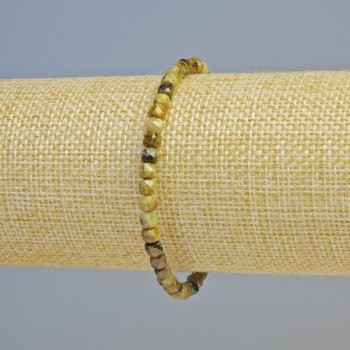Grossular Bracelet (Green Garnet) Natural gemstone, faceted cube bead, 5 mm diameter ±, stretch, 18 cm+