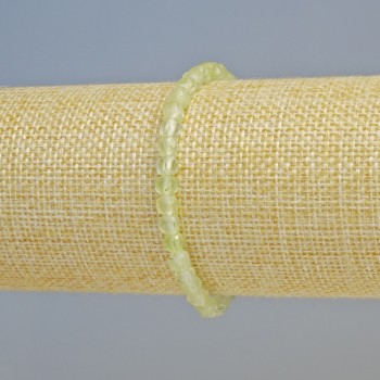 Prehnite bracelet, natural gemstone, faceted cube beads, 4-5 mm diameter, stretch, 18 cm+