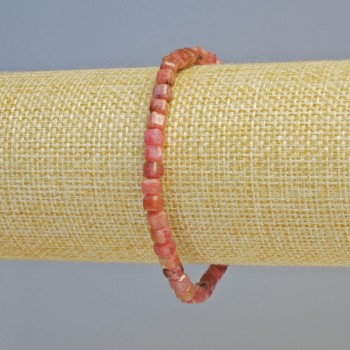 Rhodonite bracelet with faceted cube beads 4mm