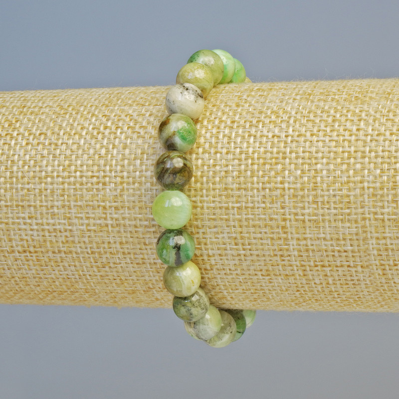 Bracelet Green Opal (synthetic acrylic) smooth beads, 8mm diameter +/- (stretch), length 18 cm